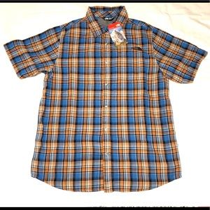The North Face Button Up Blue and Orange